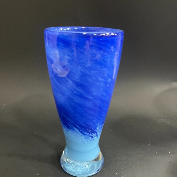 Set of 3 Art Glass Tall Beer Pub Glasses - Ocean Blue Swirl - 7.5" - Picture 2 of 9